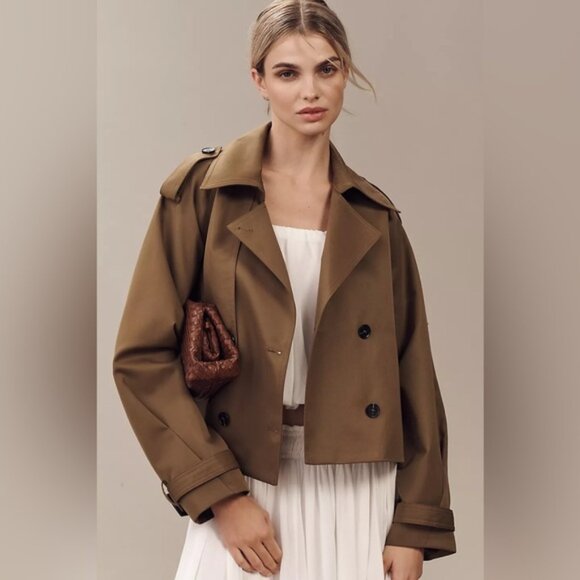 Anthropologie Jackets & Blazers - NWT Size M - Anthropologie Crop Trench Coat Neutral Preppy Boho (NWT US$ 158)